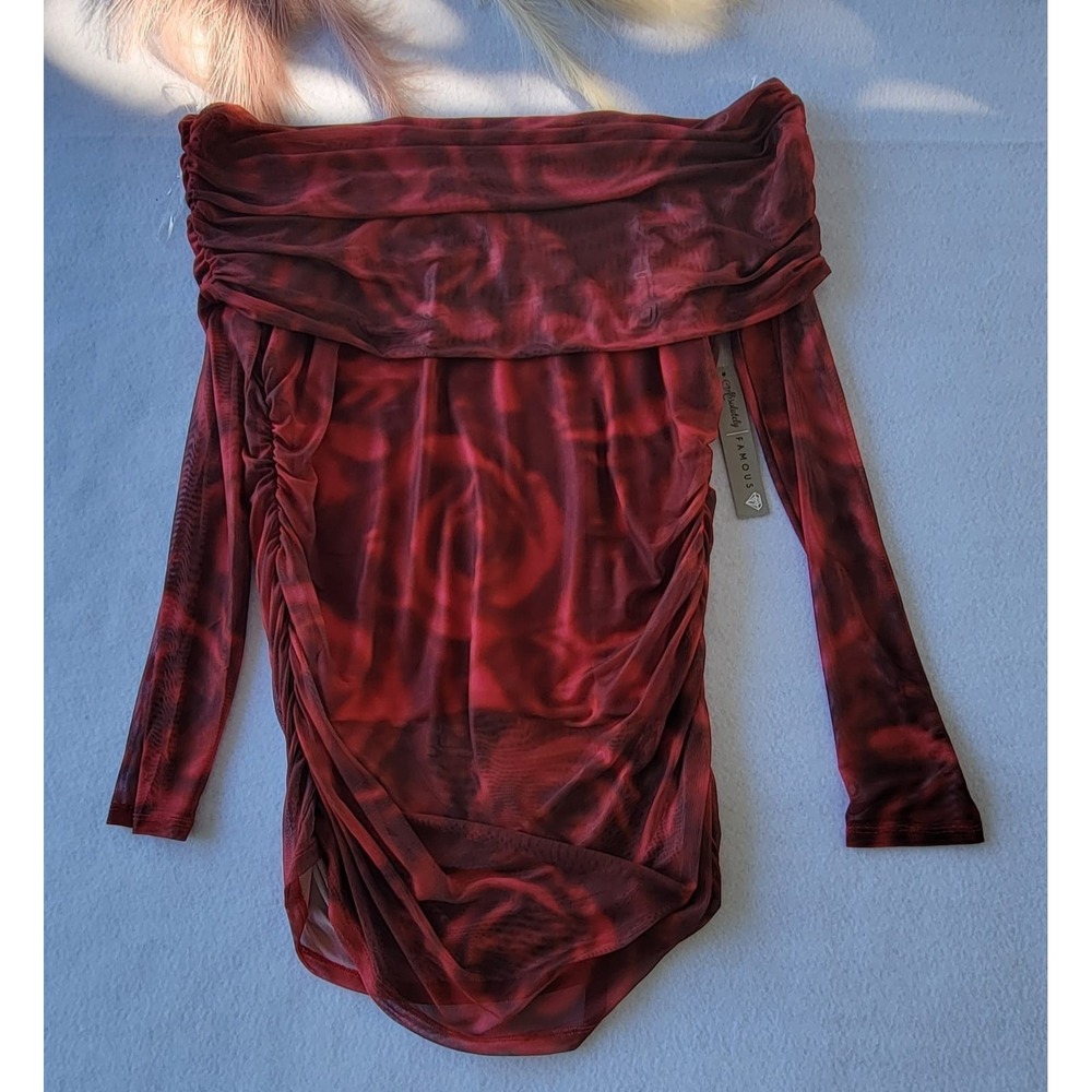 absolutely & famous women's straper blouses Longsleeve Color Red Size L(2) XL(1) - Picture 2 of 8